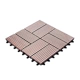 ウッドパネル ウッドタイル ウッドデッキ 人工木 27枚セット 樹脂 ベランダタイル ジョイントパネル 木製タイル (タイプA・ダークブラウン)