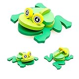 POTOJP 木製パズル 小さな立体パズ 立体の木製組立キット　カエル(19種類動物展開)　 Mini 3D Puzzle Kids Educational Funny Toy　積み木　木のおもちゃ 
