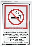 NMC M713PB Arizona No Smoking Sign with Graphic 14 Length x 10 Height Pressure Sensitive Vinyl Red/B