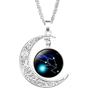 Ruikey レディース ネックレス 月と夜空星座 ネックレスペンダント バレンタインデーギフト 誕生日 母の日 記念日 プレゼント(おうし座)