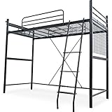 ロフトベッド パイプベッド 宮付き コンセント付き 高さ調節可能 セミダブル ブラック