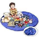 Luxebell おもちゃ 収納 バッグ お片づけマット おもちゃマット　持ち運びやすい おもちゃ収納袋　お片づけやすい 玩具 プレイマット Lサイズ1個入 ブルー （直径150cm 防水シート）