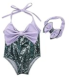 女の赤ちゃん　泳げる姫　人魚のような水着ビキニと鉢巻 (5〜6T)