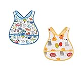 kinokoo ベビー　キッズ　食事用　エプロン　２枚セット　3層コットン　コットン　防撥水加工　食事用ビブ (7)