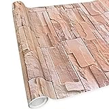 PLUS Home きれいにはがせる 壁紙シール リフォームシート レンガ 防水 61cm×10m (橙色)