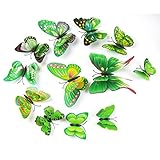 冷蔵庫デカール、Ama ( TM ) 12ピース3d蝶壁ステッカーマグネット部屋装飾アップリケ グリーン