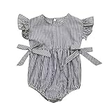 Baby Boys Girls Sunsuit Ruffled Rompers Striped Clothing Jumpsuit Rompers (Age:0-3M, navy) by FEITON
