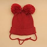 S&C Live　ニット帽子 ベビー キッズ用　子供 かわいいミッキマウス耳付 男女兼用　防寒　お出かけ帽子　赤ちゃんニット帽子　超かわいい　出産お祝いプレゼント＃16265 (レッド（2-8歳までの