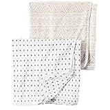 カーターズ Carter's 女の子用白花柄＆ゴールドエスニック柄おくるみブランケット スワドル セキュリティブランケット 毛布 出産祝い [並行輸入品]