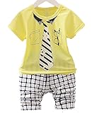 nico+(ニコプラス) Tシャツ ズボン 2点セット ネクタイ プリント デザイン フォーマル かわいい イエロー 110cm