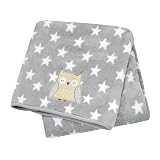 Cuddletime Starry Night Owls Fluffy Fleece Baby Blanket, Grey