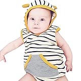 Domybest ロンパース カバーオール ベビー服 パジャマ 男の子 女の子 ノースリーブ ストライプ 柔らかく かわいい 誕生日 出産祝い 百日記念 お祝い ギフト