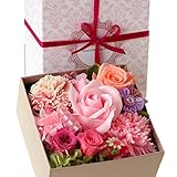 Azurosa(アズローザ) プリザーブドフラワー ギフト 和 BOX バラ フレグランスソープカーネーション (オレンジ)