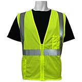 Global Glove GLO-001 FrogWear Class 2 Polyester Mesh Zipper Closure Safety Vest, Large, Lime (Case o