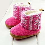 （セ・ミニョン）C'est mignon　ベビーシューズ　ファーストシューズ　ブーツ　マジックテープ　スノー柄　ピンク (11cm)