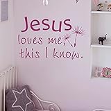 Jesus Loves MeこのI Know Christian壁デカールBible Verseステッカー赤ちゃん保育園部屋装飾 29"h x46"w ブラック WH293-27
