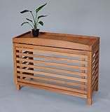 エアコン室外機カバー匠・よこ格子・縦ポイント（色：チーク）ヒバ材・木製【大型対応】