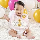 ベビーアスペン Baby Aspen 女の子用ゴールド 1st Birthdayスタイxゴールドハートおしゃぶりクリップ2点セット [並行輸入品]