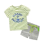 AiGo ベビー服 子供服 シャツ ショートパンツ 上下セット tシャツ ストライプ パンツ キッズ ガールズ ボーイズ コットン カッコイイ かわいい 2色 [並行輸入品]