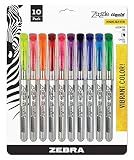 Zebra Zazzle Brights Highlighter, Chisel Tip, Pink/Red/Violet/Yellow with 2 Blue/2 Green/2 Orange In