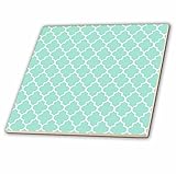 3dRose ct_120256_4 Mint Quatrefoil Pattern Light Teal Turquoise Moroccan Tiles Pastel Aqua Blue Clov