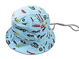 Happy Cherry幼児用夏バケットハット車パターンビーチSwim Hat Withストラップ カラー: ブルー