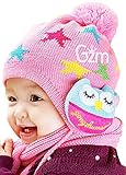 京都おかげさまで お耳も 頭も とっても 暖か お星さま ニット帽 ＆ マフラー セット ベビー ＆ キッズ (ピンク)