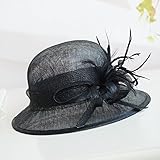 Hatrita-J 欧米の帽子女夏優雅な海辺砂浜日除け帽ファッション潮宴会パーティー帽英倫亜麻糸シルクハット,b