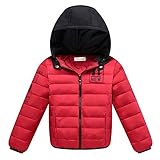 子供服　冬　ダウンジャケット　厚くする　保温　ファッション　軽快　レッド　120cm