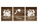 バスルームウォールアート – Lather Rinse繰り返し – ブラウン木製効果 – bath108 16"x20" Unframed Photo Paper Posters BATH108-16