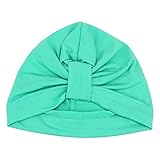 Refaxi 新生児の赤ちゃんの女の子弓の結び目の包み帽子の綿の帽子のヘッドバンド（グリーン）
