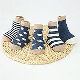 KLUMA　靴下　子供　コットン　ベビー　幼児用　 キッズ　女の子　男の子　ベビーソックス　通気性　快適　シンプル　柔らかい　吸湿速乾　抗菌　防臭　可愛い　5足セット　紺