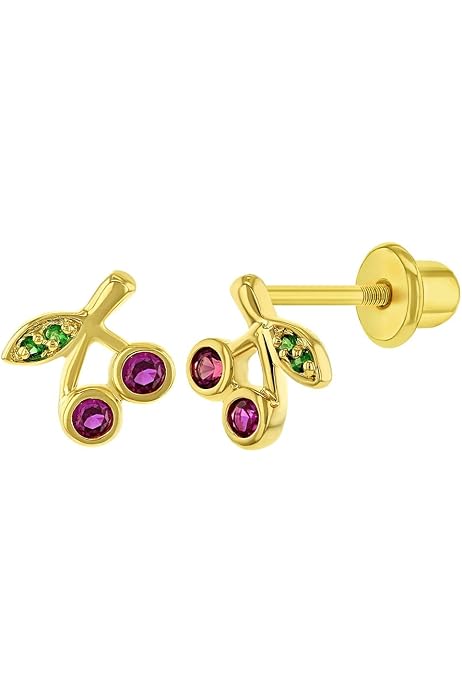 18k Gold Plated Fuchsia Green Crystal 