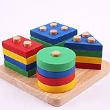 木製 知育玩具 図形組み合わせ型 積み木 幾何学形状