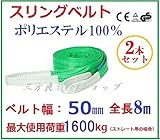 ベルトスリング 50mm巾 × 8m 2PCSセット ポリエステルスリングベルト