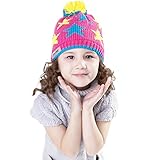 子供用ニット帽 ボンボン付 星柄 ニット帽子 帽子 ぼうし キッズ ベビー ニット 編み物 柔軟 保温防寒 かわいい 秋冬 秋 冬 出産祝い 入園準備 入学準備 プレゼント 女の子 男の子 ローズレッ