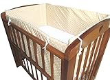 日本製　ミニベビーベッド用ベッドガード　全周タイプ　ポルカドット　ブラウン　冷暖房の風から赤ちゃんをガード