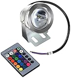 LemonBest (レモンベスト) LED水中スポットライト 10w 12v 74.2mm by 76.5mm シルバー 10W RGB LED Underwater Light