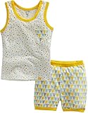[Vaenait Baby]キッズ12ヶ月-7歳綿100％ルームウェアノースリーブパジャマ寝間着上下セット Triangle Yellow M