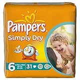 Pampers Simply Dry Size 6 Extra Large 16kg+ (31) - Pack of 6 by Pampers