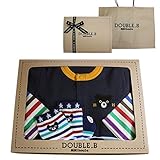 ダブルB(MIKIHOUSE DOUBLE.B) カバーオールギフトセット(70ｃｍ・紺) (リボンラッピング包装済)