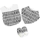 Liebeye ビブスセット　3点セット　赤ちゃん　幼児　子供　ビブ　三角タオル　靴　かわいい 05ブラックストライプ