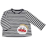 2018年 秋物 アンパンマン 天竺 先染めボーダー 顔アップリケ 長袖Ｔシャツ Anpanman ネイビー◇80cm