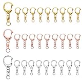 キーホルダー金具 3色30個入り 全長47mm レジン ハンドメイド アクセサリーパーツ キーリング チェーン付き DIY 手芸用品 ハンドメイド アクセサリー 手作り 素材 ゴールド シルバー ローズゴールド