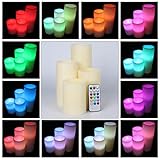 Cozeyat Color Changing Pillar Candles Ivory Flameless Led Real Wax Lights with Remote Control Set of