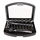 Fenteer 多機能　ミニラチェット　レンチ　ソケット　ビットセット　28個修理ツールキット　収納ケース付き