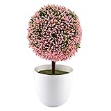 GTidea 造花 光触媒 トピアリーボール 人工観葉植物 ミニ 観葉植物 インテリア イミテーション 玄関 フェイクグリーン ピンク かわいい プリザーブド フラワー 誕生日 花 多肉 植物 鉢植え