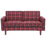 AZUMAYA 2人掛けソファ レコル(幅136cm布) チェックレッド色 HS-225CRD