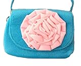 （K-JOY) 女の子 キッズ用 花柄 ハンドバッグ ショルダー バック 斜めがけ / 子供用 カバン 鞄 (大花 水色)