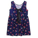 Junda ベビー用品 赤ちゃん 服 夏 おでかけ ワンピース ミニドレス 格子縞 お花柄 (お花柄 , E)